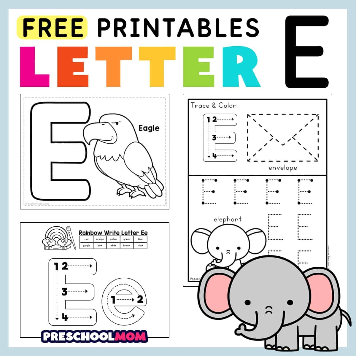 Free Printable Letter E Coloring Worksheet