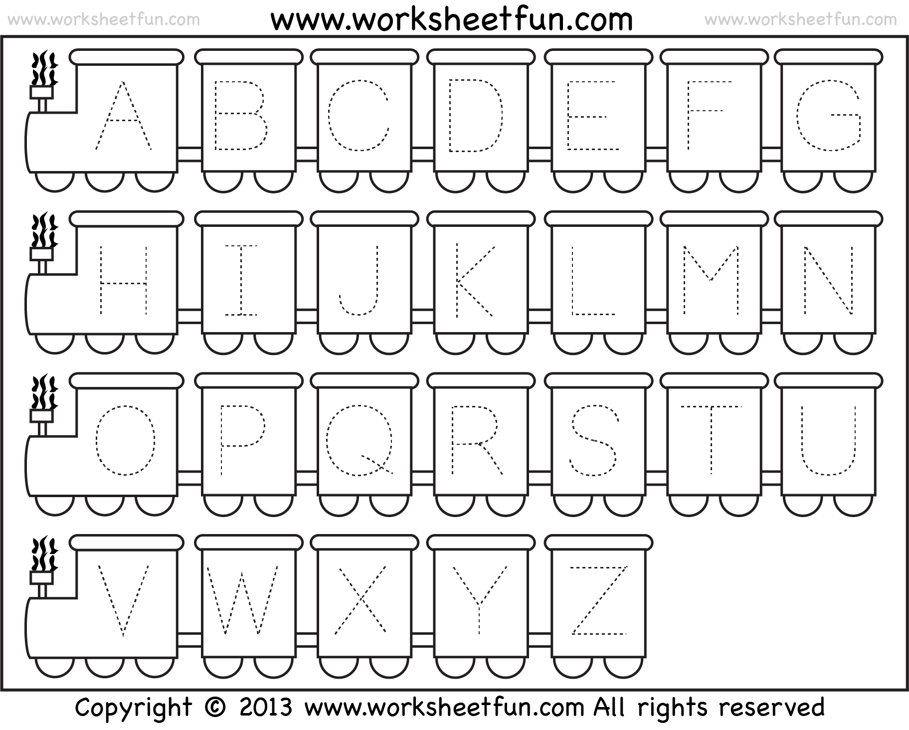 Letter Tracing Worksheet Train Theme FREE Printable Worksheets Worksheetfun