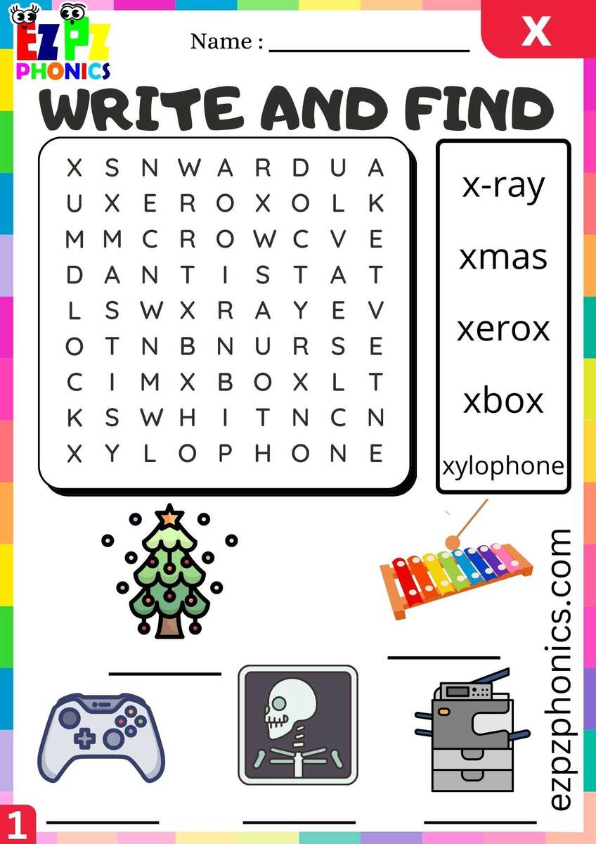 Letter X Write And Find Beginning Sounds Worksheet Ezpzphonics