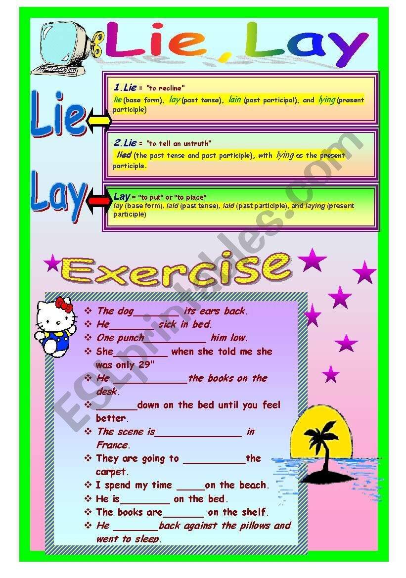 Lie Lay ESL Worksheet By Demmieb Worksheets Library