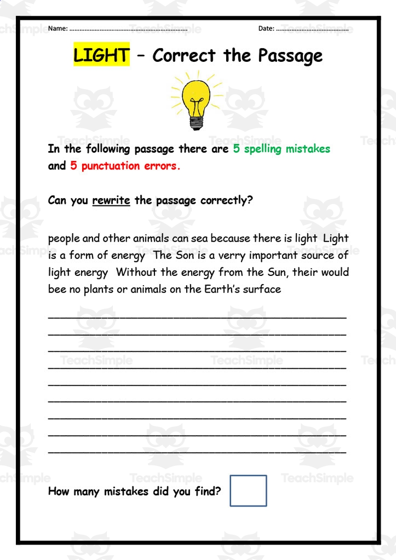 Error Correction Worksheet Generator