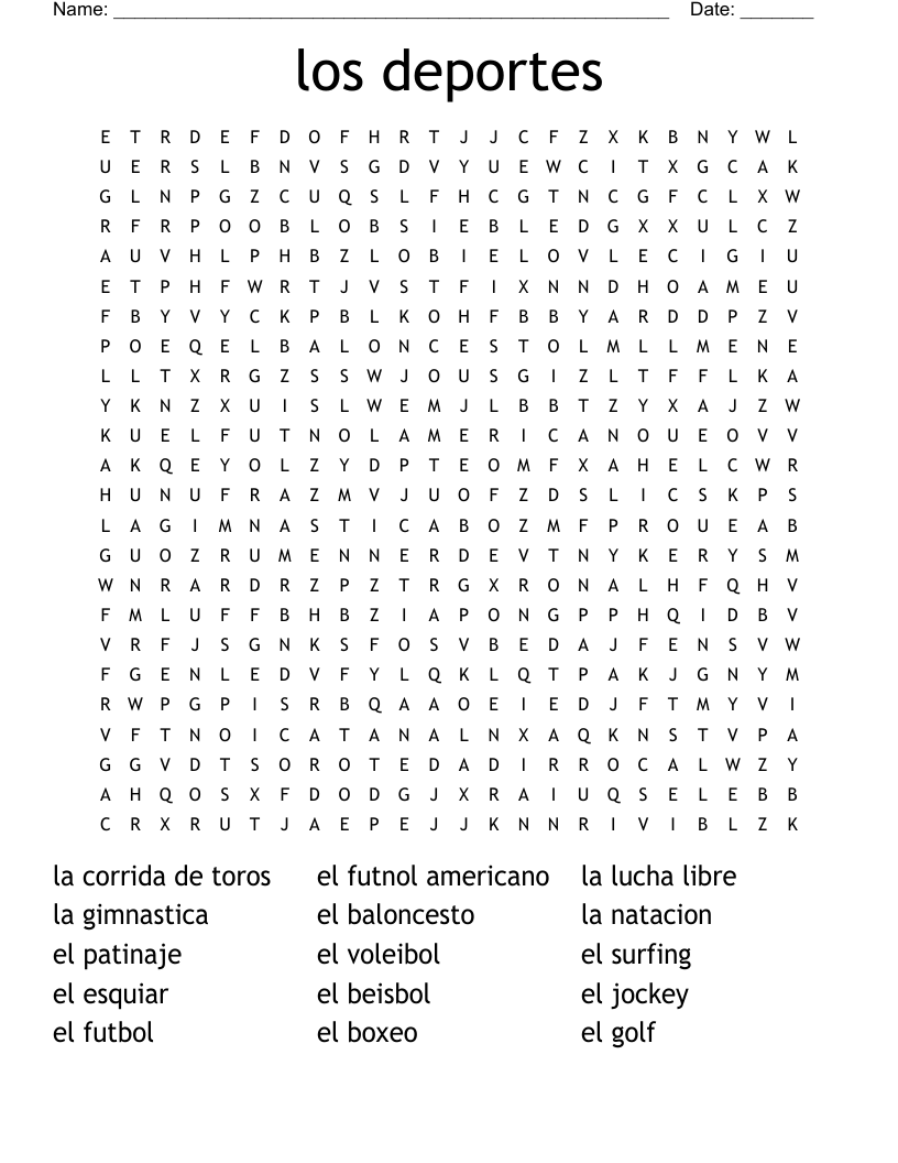 Los Deportes Crossword WordMint