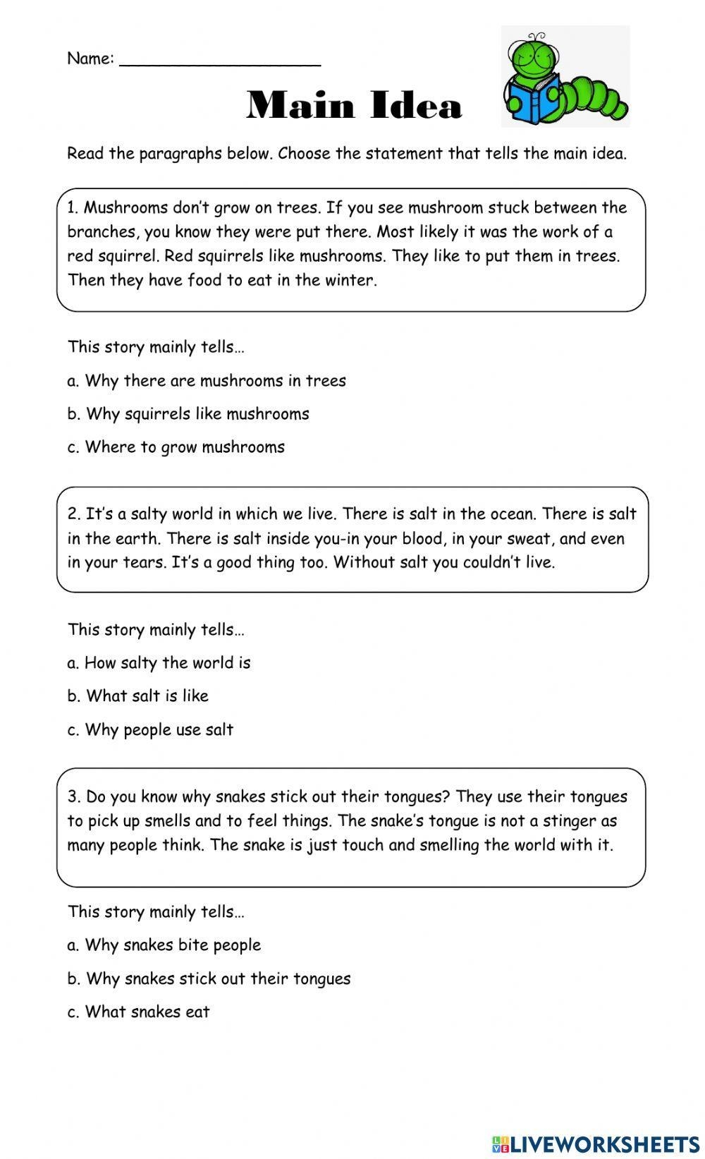 Main Idea Exercise For 4 Worksheets Library Main Idea Exercise For 4 Worksheets Library