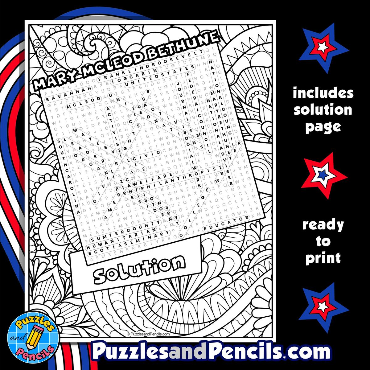 Mary McLeod Bethune Word Search Puzzle Activity Black History Month Wordsearch Made By Teachers Mary McLeod Bethune Word Search Puzzle Activity Black History Month Wordsearch Made By Teachers