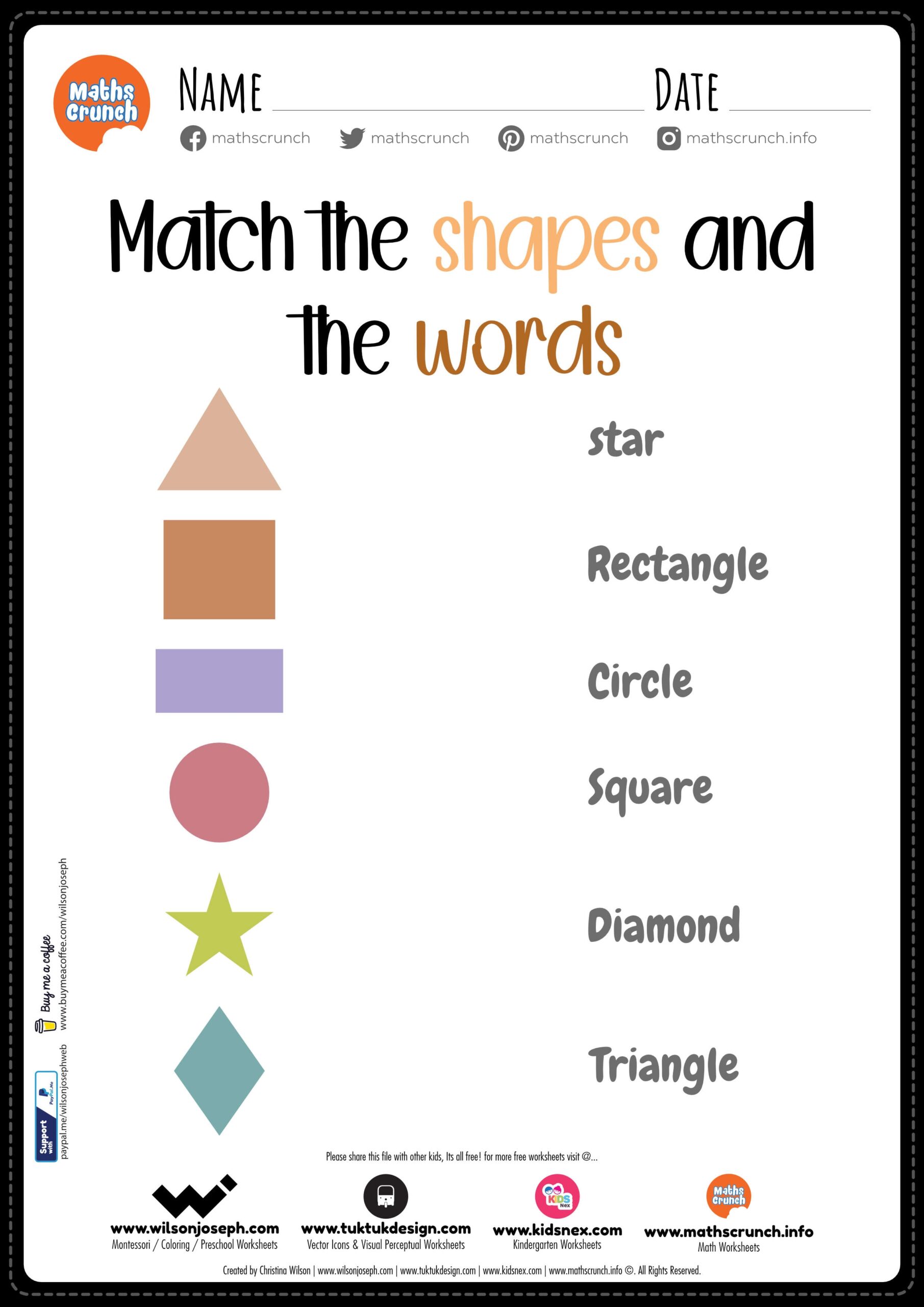 Match The Shapes And Words Free Printable PDF For Kids Match The Shapes And Words Free Printable PDF For Kids