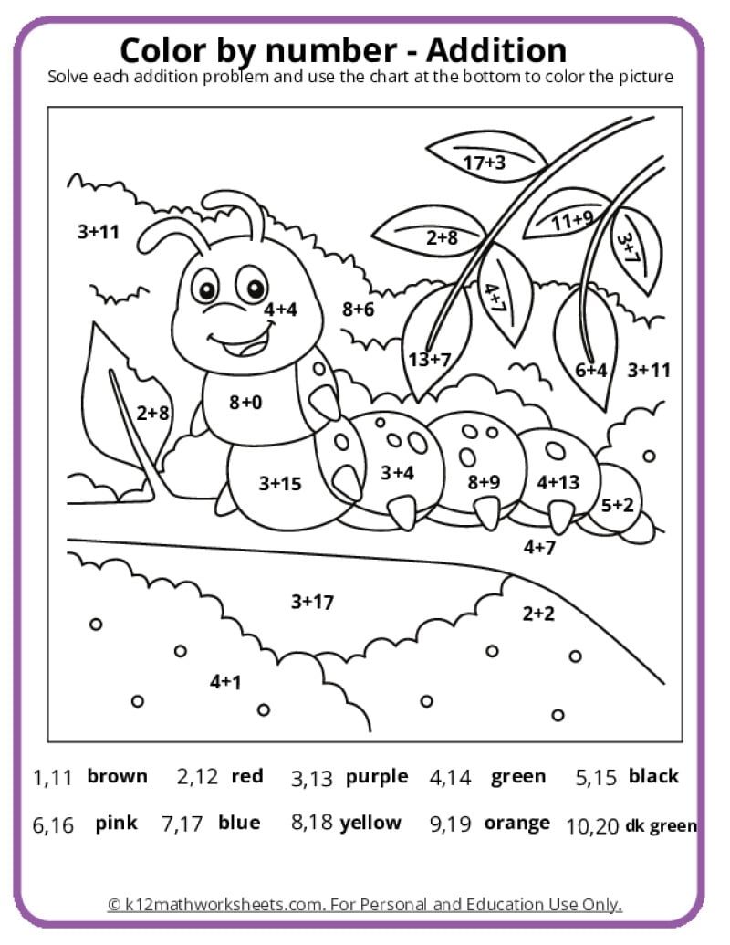 Halloween Color By Addition Worksheet Free Printable Digital PDF