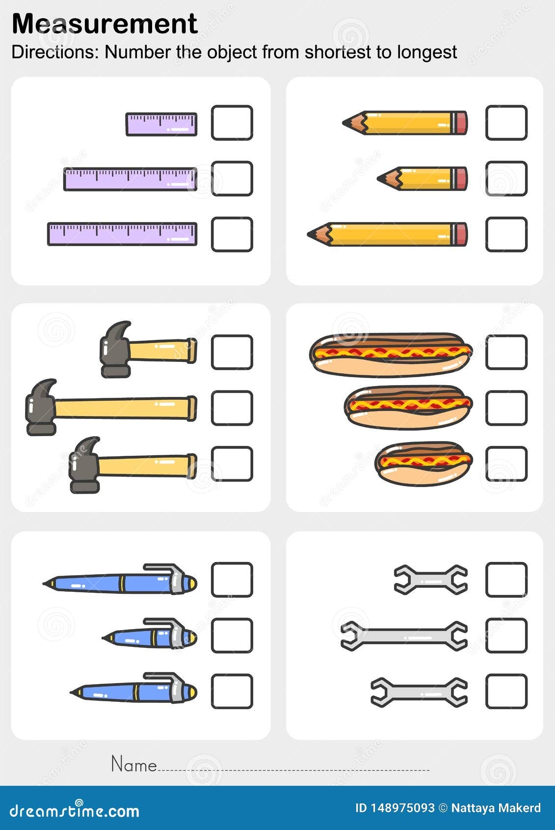 Measurement Worksheet Number The Object From Shortest To Longest Stock Vector Illustration Of Kids Path 148975093 Longest Shortest Worksheets Grade 1 ArgoPrep