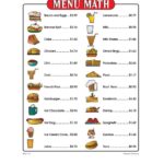 Menu Math Worksheet Worksheets Library