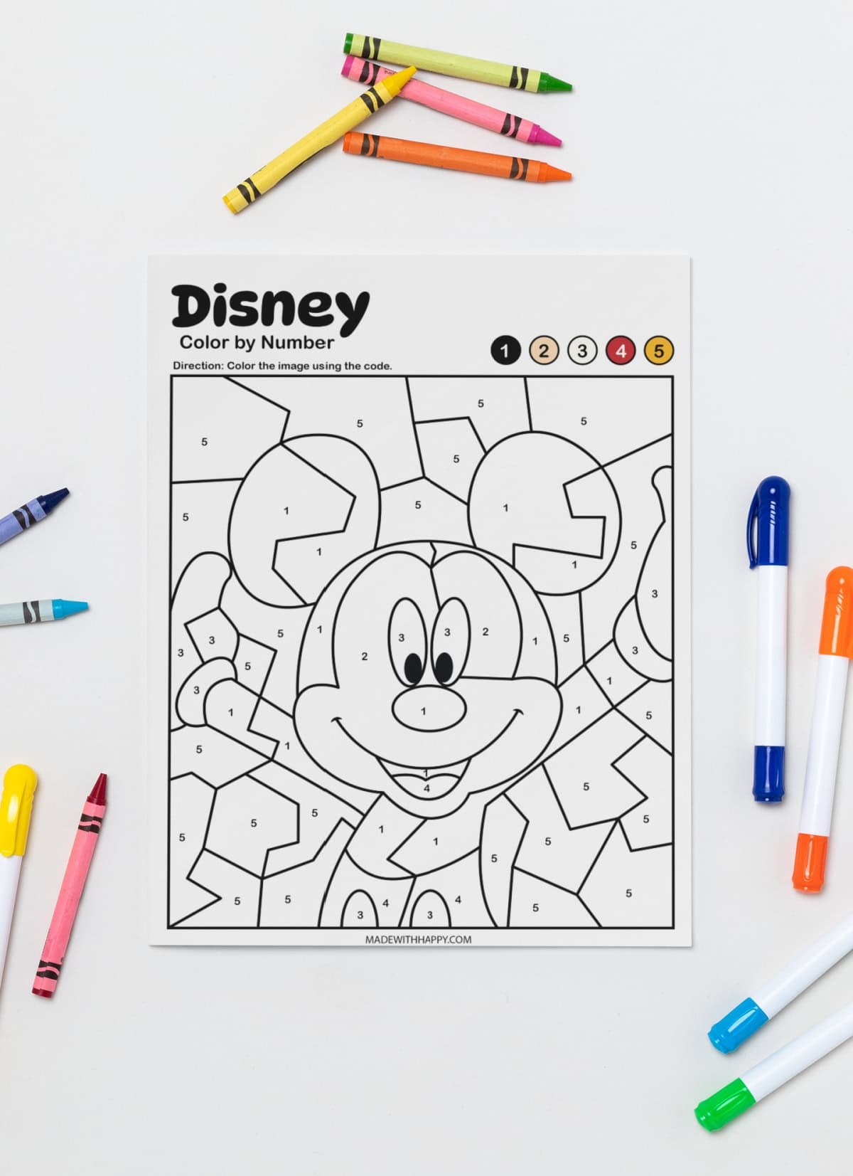 Mickey Mouse Color By Number Made With HAPPY