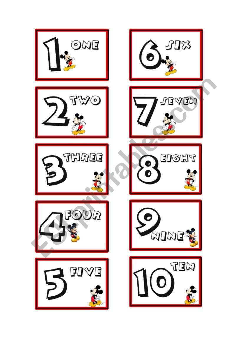 Mickey Mouse Numbers ESL Worksheet By Shey lima