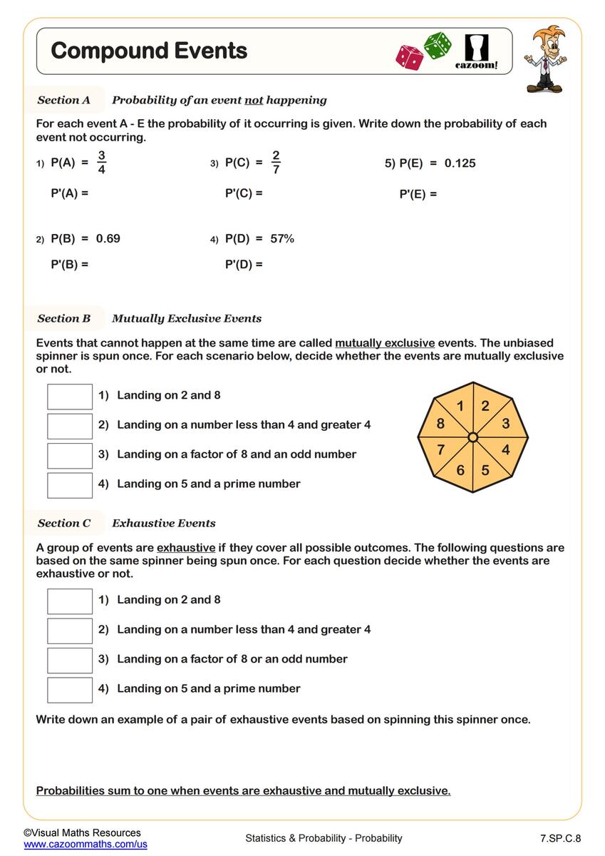 Middle School Probability Worksheets PDF Printable Worksheets Cazoom Math