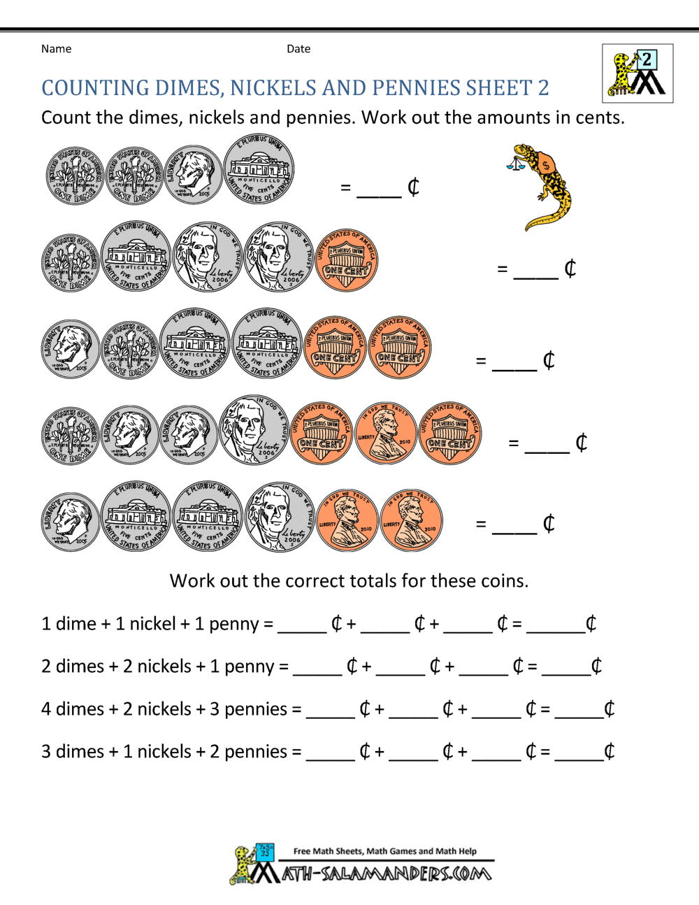 Money Worksheets For 2nd Grade Free 2nd Grade Math Worksheets Printable W Answers Mashup Math