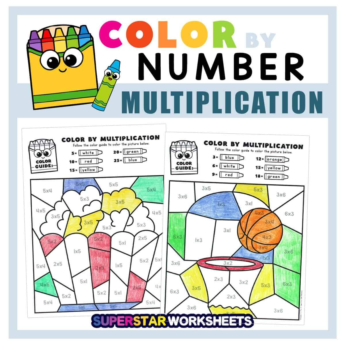 Multiplication Color By Number Superstar Worksheets Multiplication Color By Number Superstar Worksheets