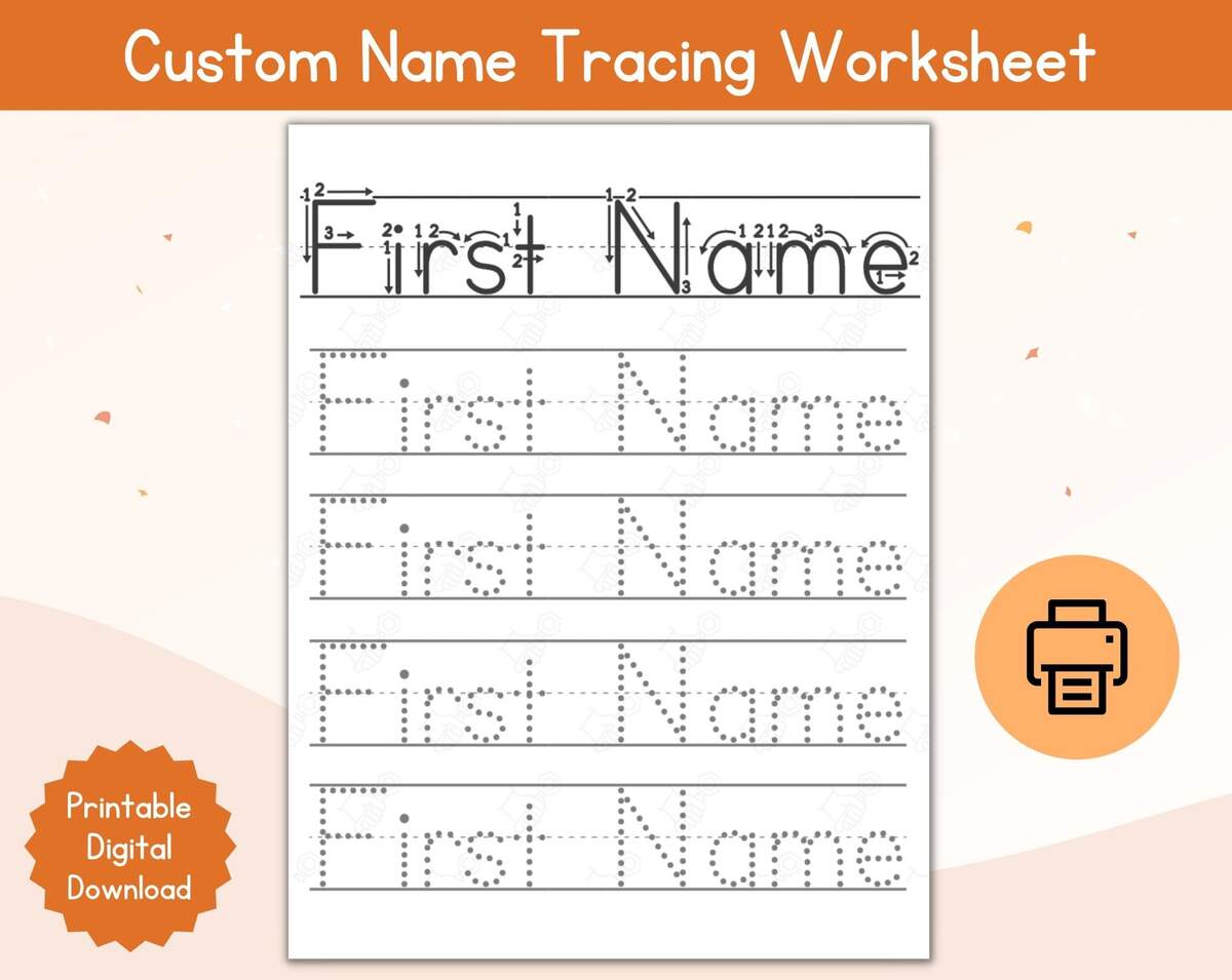 Name Tracing Custom Worksheet Personalized First Name Tracing Name Worksheet Name Tracing Printable Etsy Learn To Write Name Personalized Name Tracing Worksheets Custom Handwriting Practice Sheets For Preschool Kindergarten Kids A4 Size Learn Name