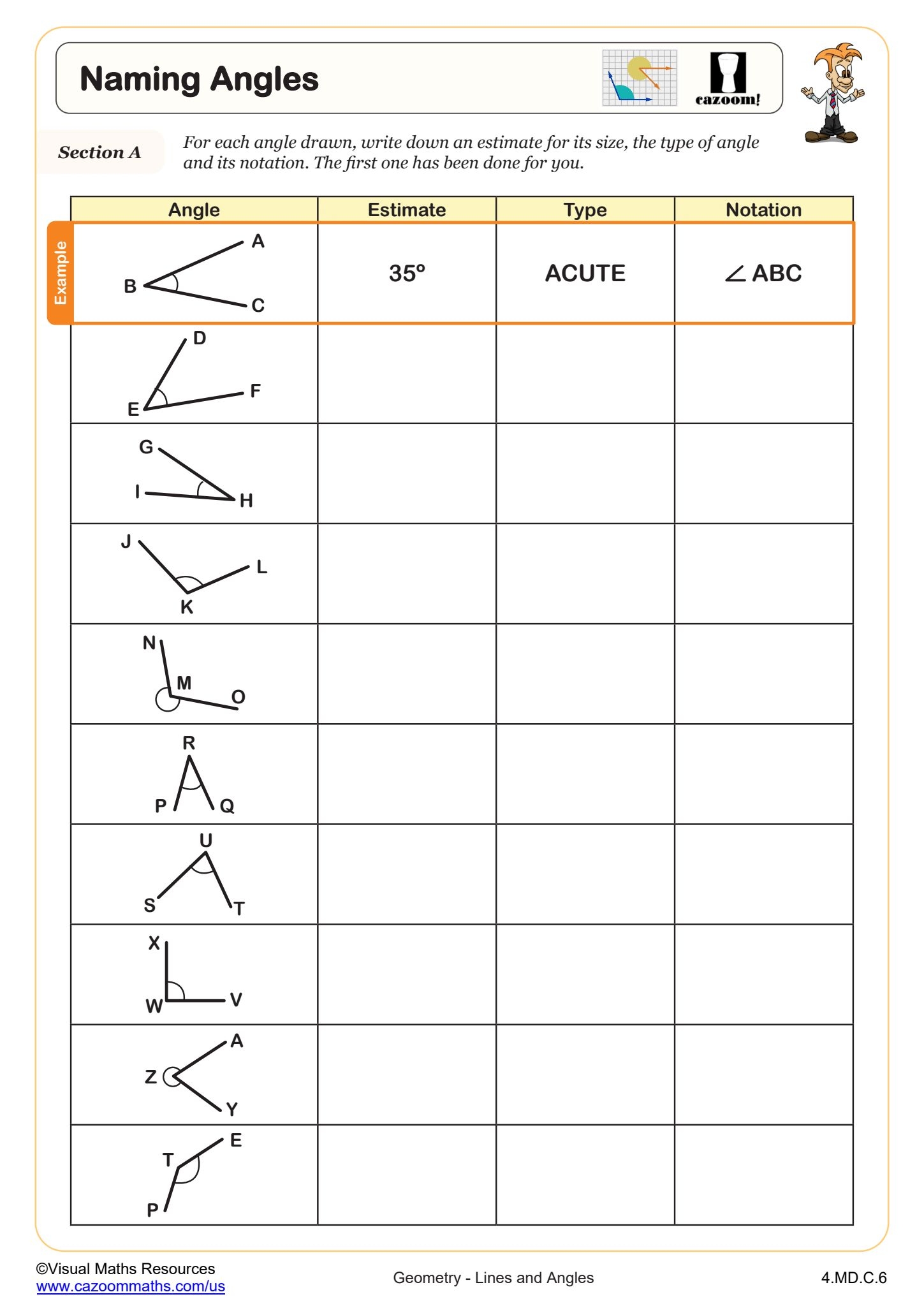 Drawing And Measuring Angles Fun And Engaging 4th Grade PDF Worksheets Cazoom Math