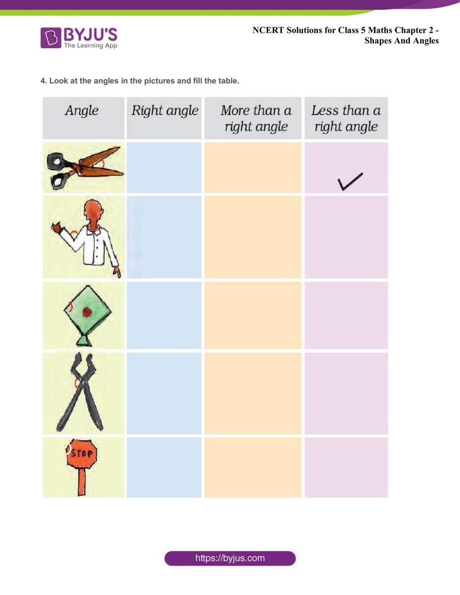 NCERT Solutions Class 5 Maths Chapter 2 Shapes And Angles NCERT Solutions Class 5 Maths Chapter 2 Shapes And Angles