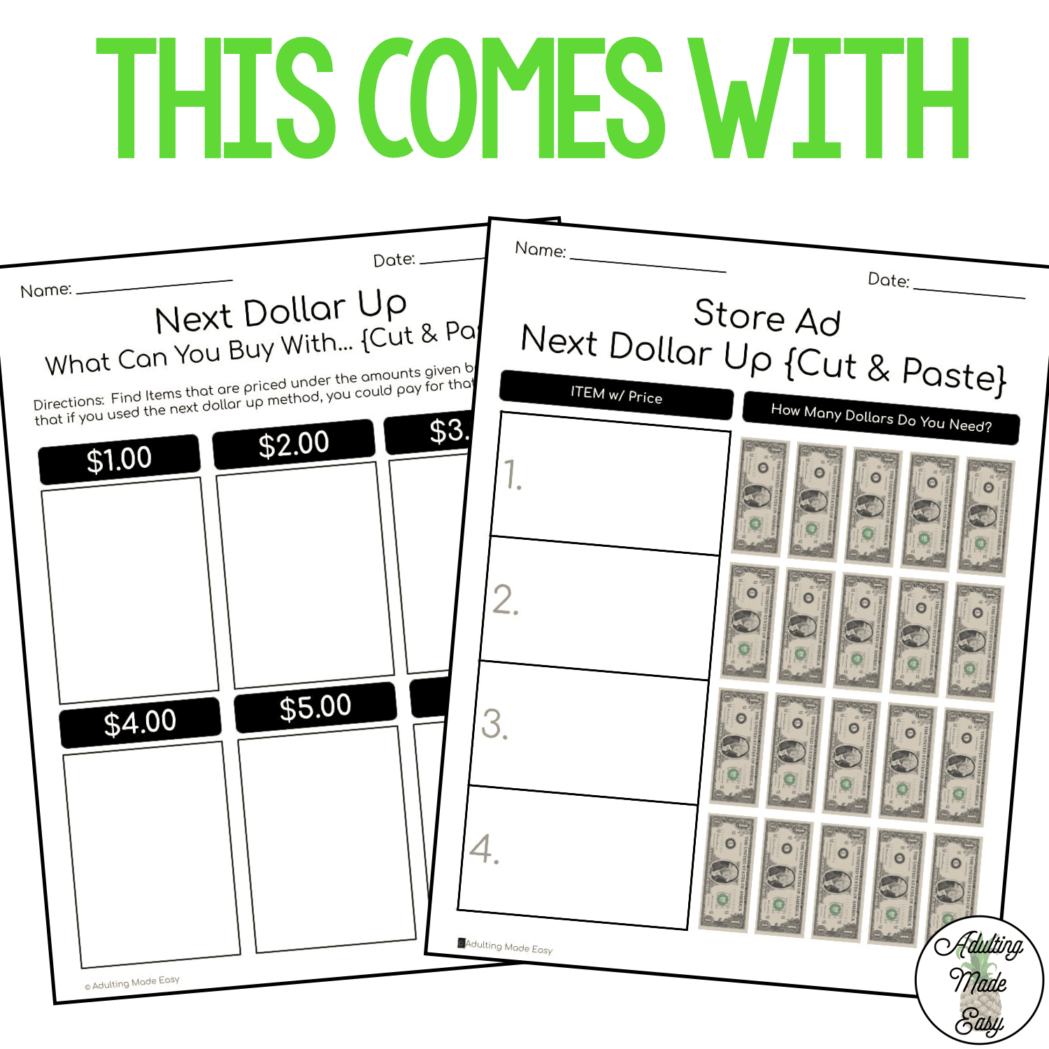 Next Dollar Up Store Ads Cut Paste Worksheets Next Dollar Up Store Ads Cut Paste Worksheets