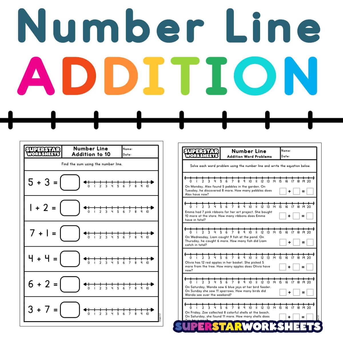 Number Line Addition Superstar Worksheets Free Math Number Line Worksheets Storyboard That