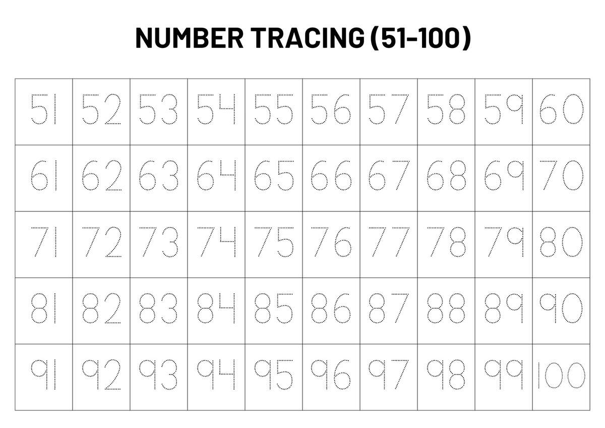 Numbers 1 100 Tracing Worksheet Handwriting Practice For Preschool Kindergarten Year 1 Digital Download Etsy Missing Numbers Worksheets Fill In The Missing Numbers Free Printables Lettering SVG Files Tools Apps