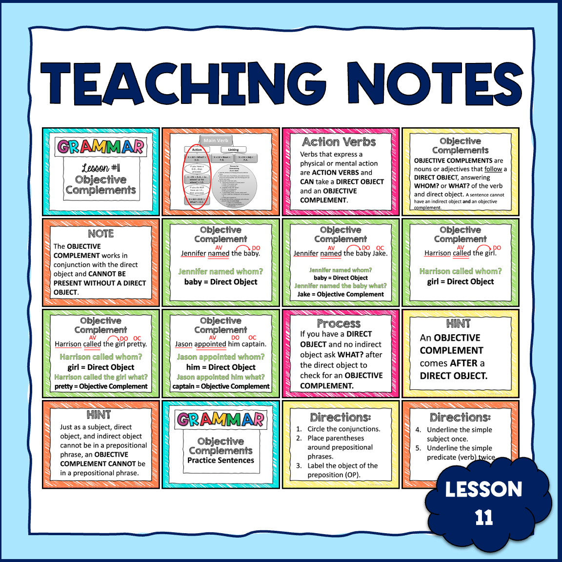 Objective Complements Graphic Grammar Lesson 11 Print Digital Classful