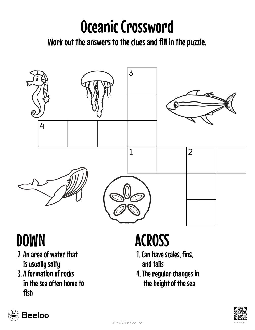 Oceanic Crossword Beeloo Printable Crafts And Activities For Kids