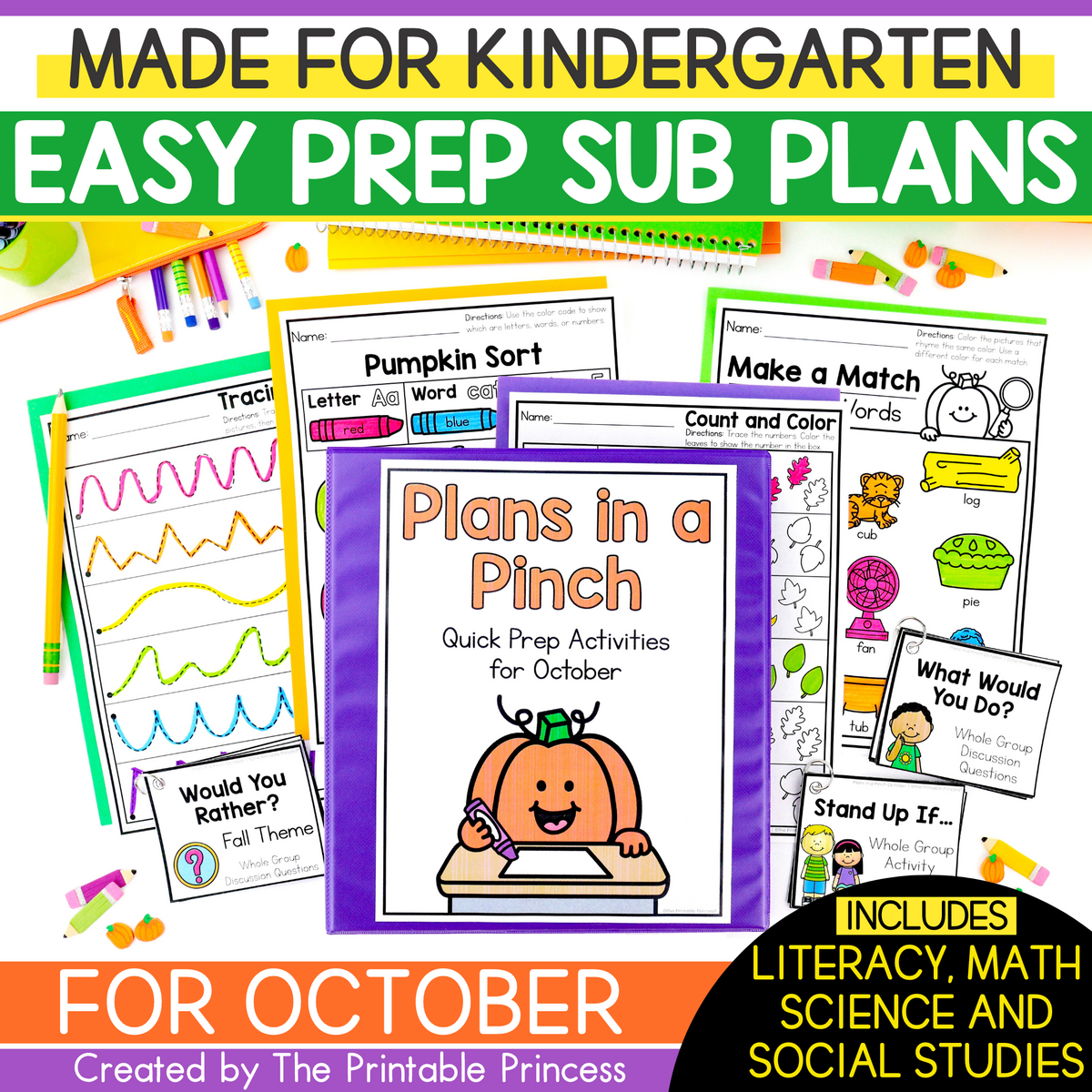 October Emergency Sub Plans For Kindergarten The Printable Princess October Emergency Sub Plans For Kindergarten The Printable Princess