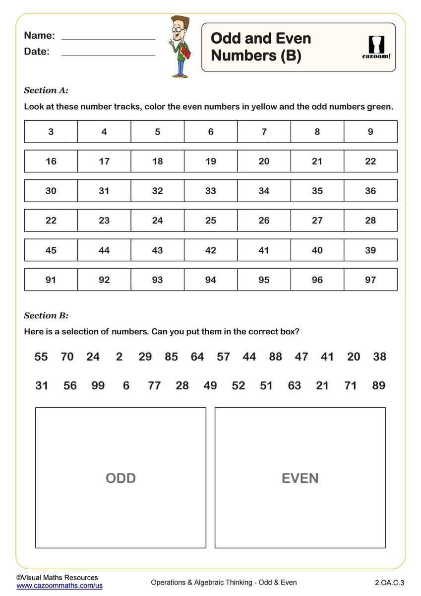Odd And Even Numbers B PDF Printable Operations And Algebraic Thinking Worksheets Cazoom Math Odd And Even Activity Sheets The Stem Laboratory
