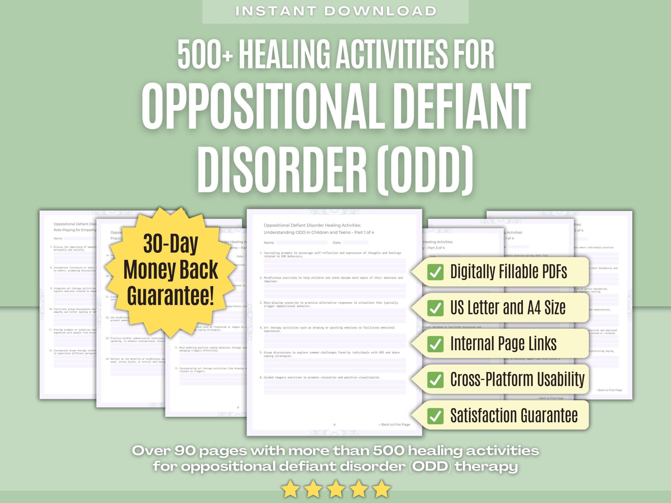 Oppositional Defiant Disorder Worksheets Etsy