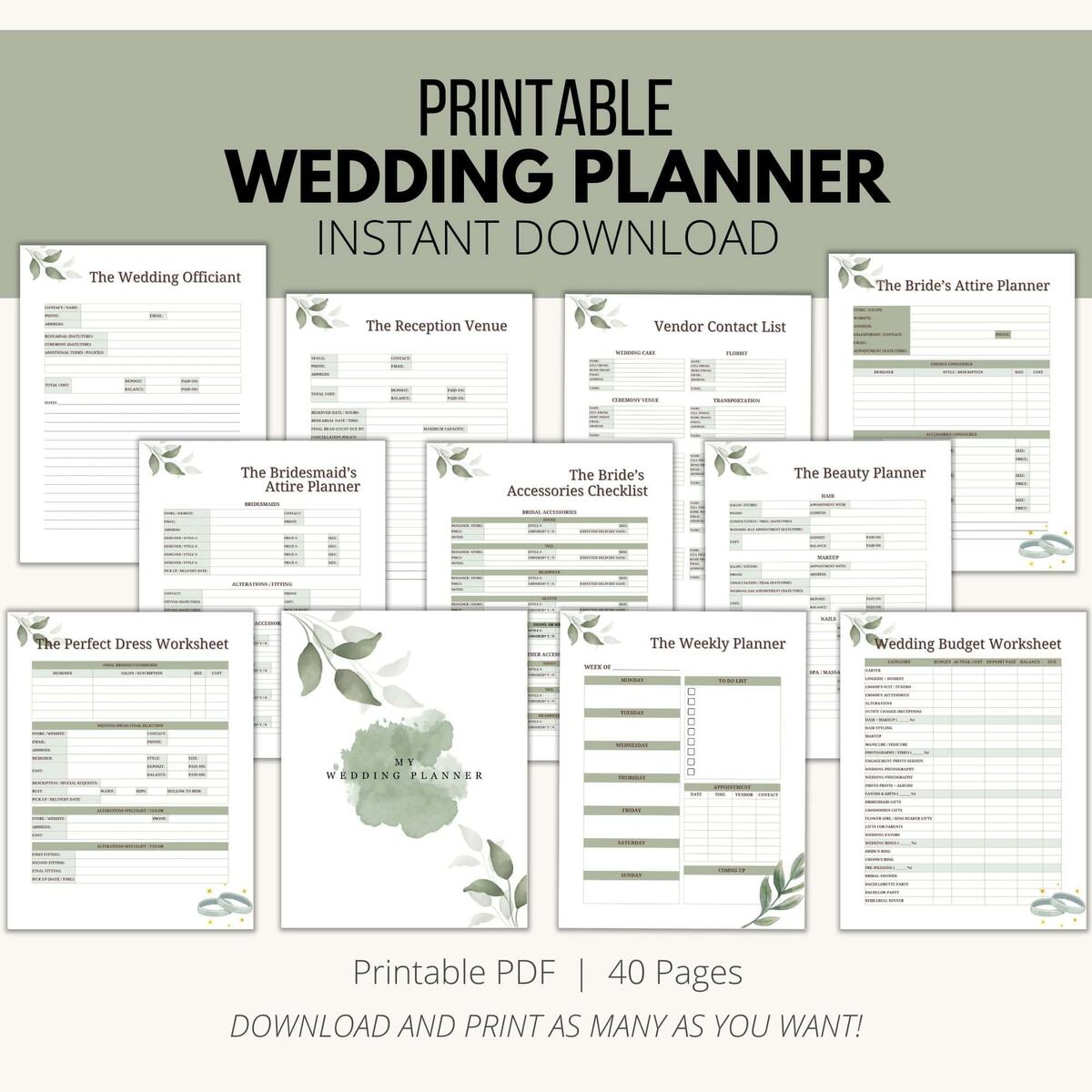 Organize Your Dream Wedding With This Printable Wedding Planner