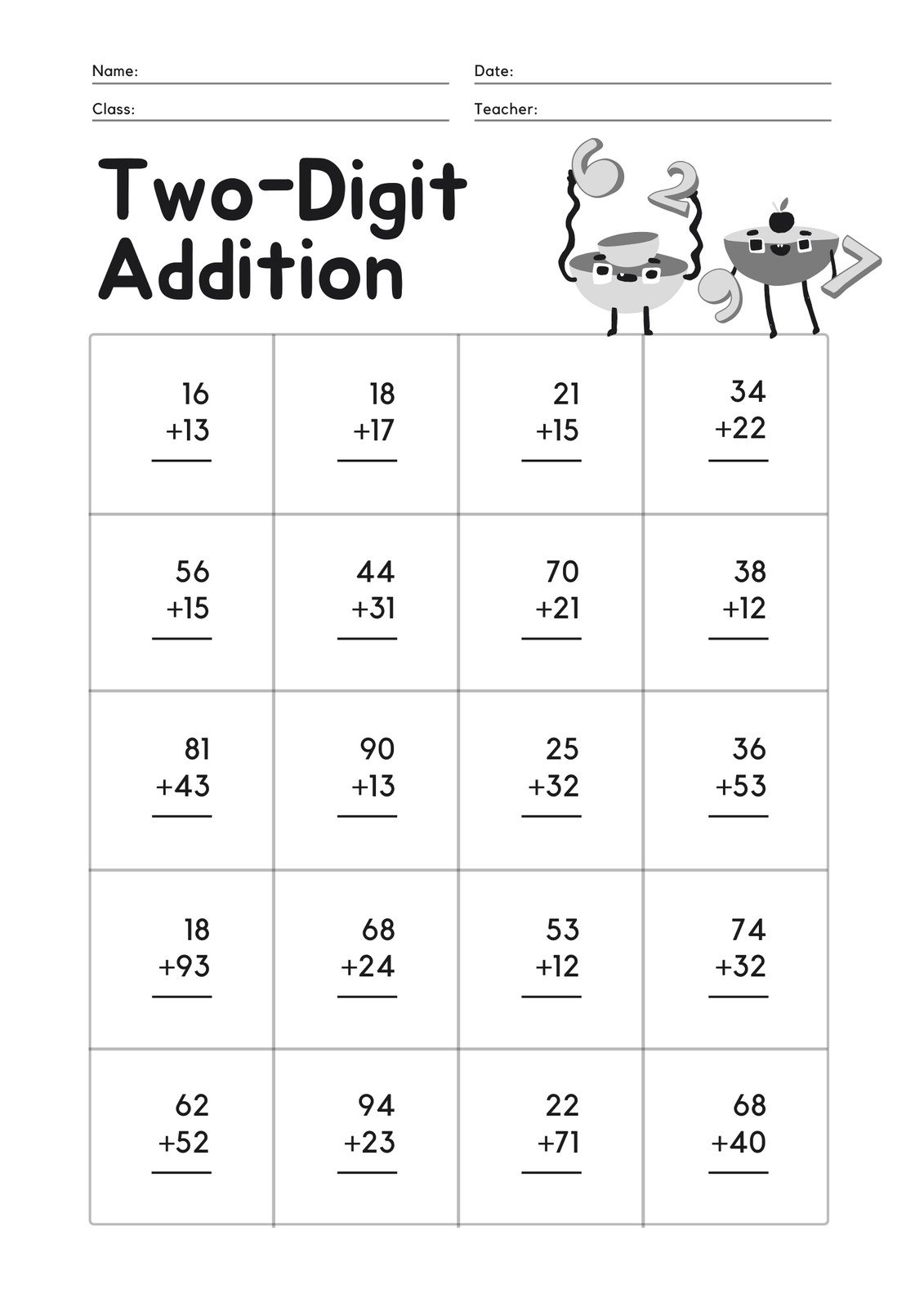 Page 2 Free Printable Customizable Math Worksheets Canva