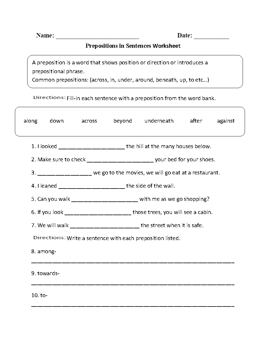 Free Prepositional Phrases Worksheet With Answer Key Download Free Prepositional Phrases Worksheet With Answer Key Png Images Free Worksheets On Clipart Library