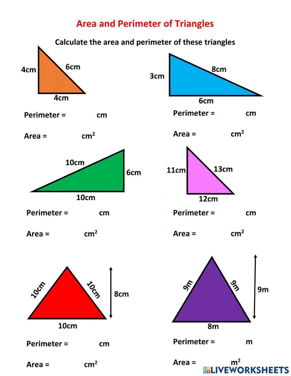 Perimeter And Area Of Triangles Activity Worksheets Library