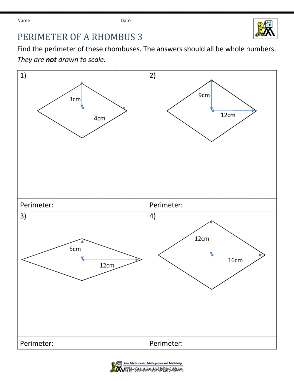 Perimeter Of Rhombus Perimeter Of Rhombus