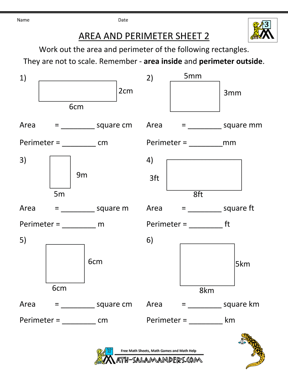 Perimeter Worksheets Area And Perimeter With Square Units K12 Math Worksheets
