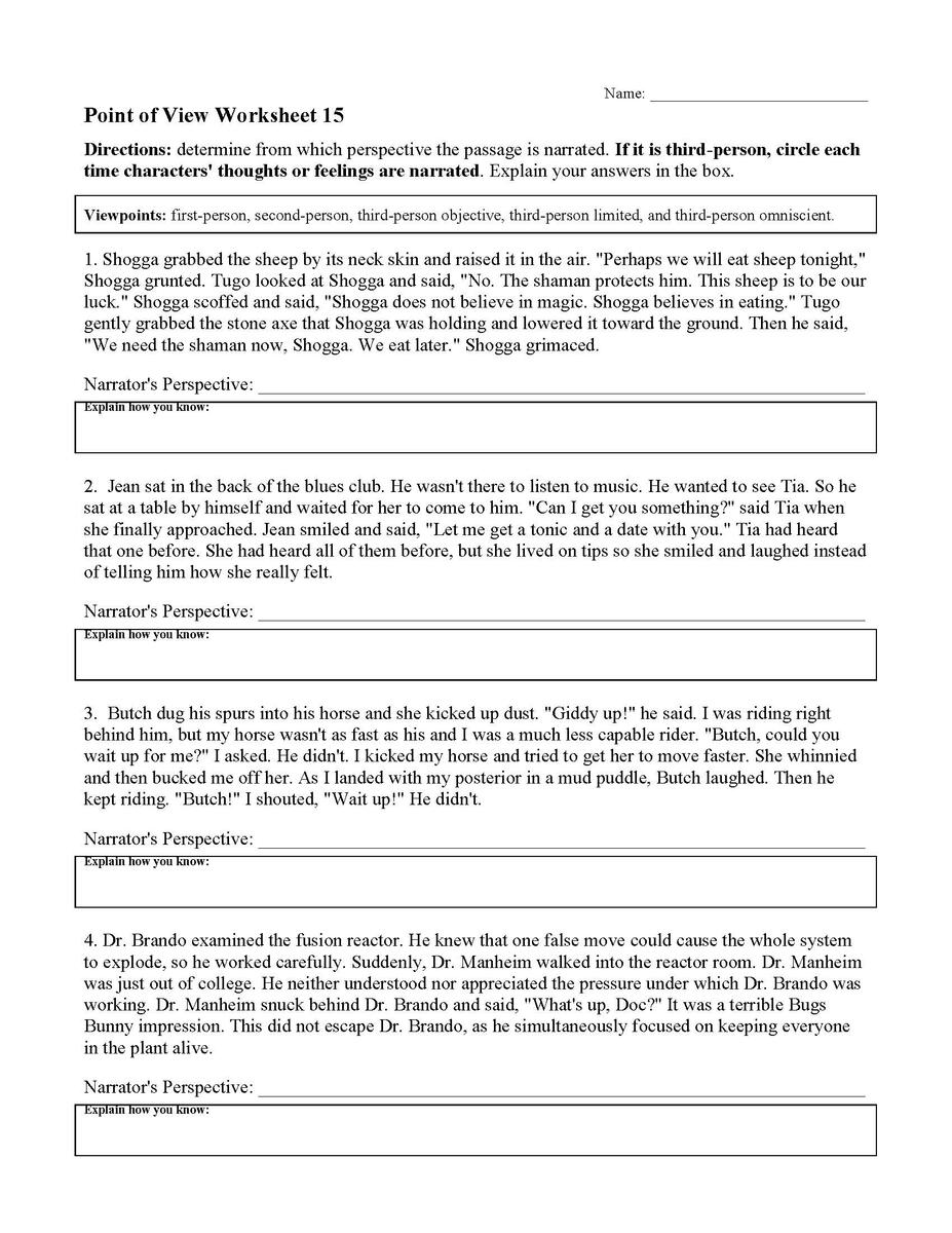 Englishlinx Point Of View Worksheets