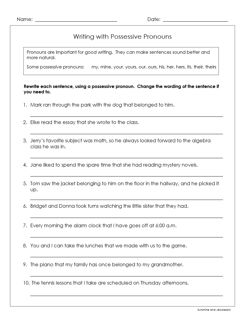 Possessive Indefinite Pronouns 4 Worksheets Grades 4 5 6 Made By Teachers