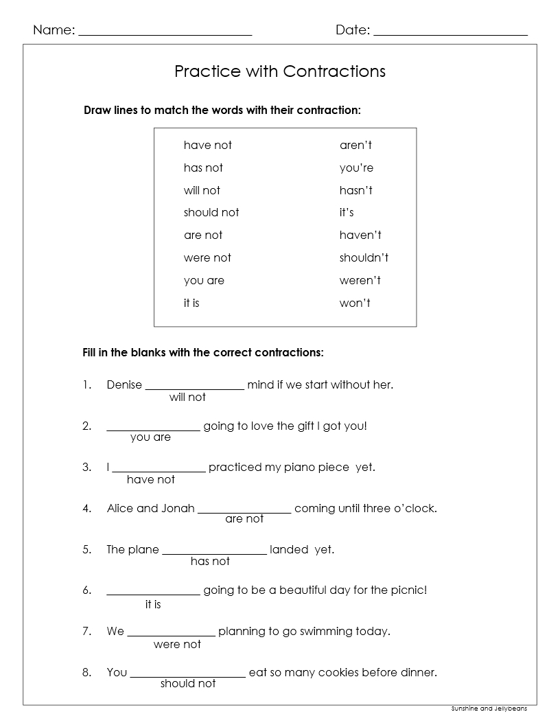 Practice With Contractions 3 Worksheets Grade 2 Matching And Writing Google Drive Made By Teachers Practice With Contractions 3 Worksheets Grade 2 Matching And Writing Google Drive Made By Teachers