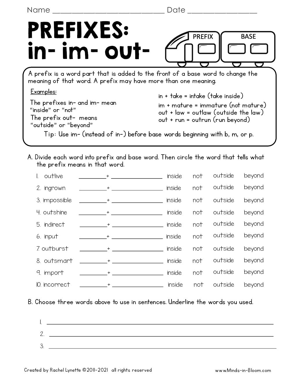 Prefix Meanings Practice Grade 3 5 Worksheet Printable