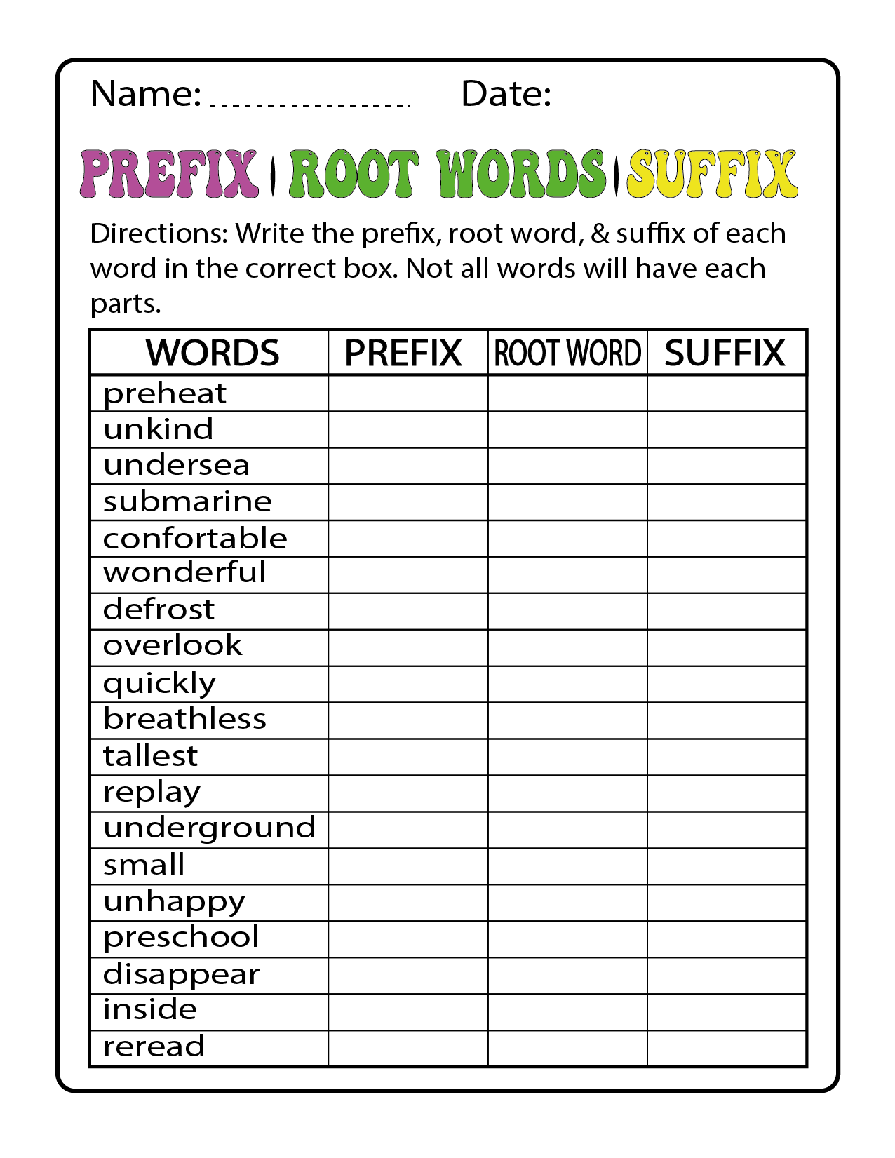 Prefix Suffix And Root Word Activity Pack With Posters For 2nd 3rd 4th Grade Made By Teachers