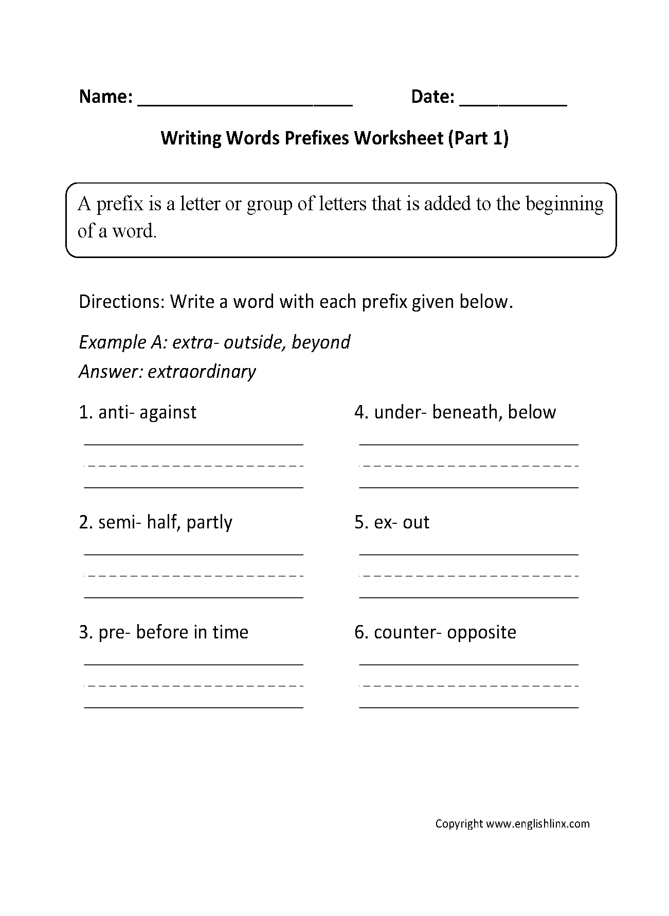 Prefixes Worksheets Free Printable Prefix Practice