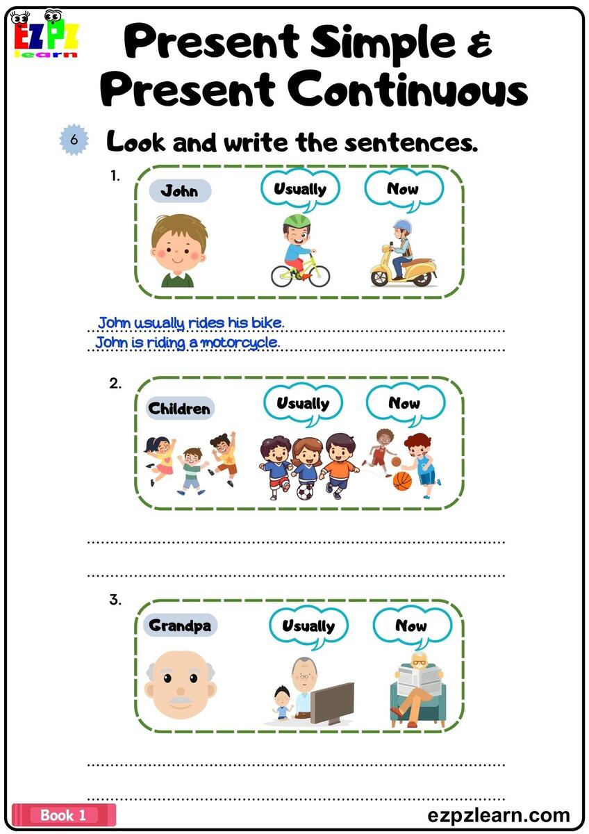 Present Simple And Present Continuous Grammar Worksheet Look At The Images And Write The Sentences Pdf Ezpzlearn Present Simple And Present Continuous Grammar Worksheet Look At The Images And Write The Sentences Pdf Ezpzlearn
