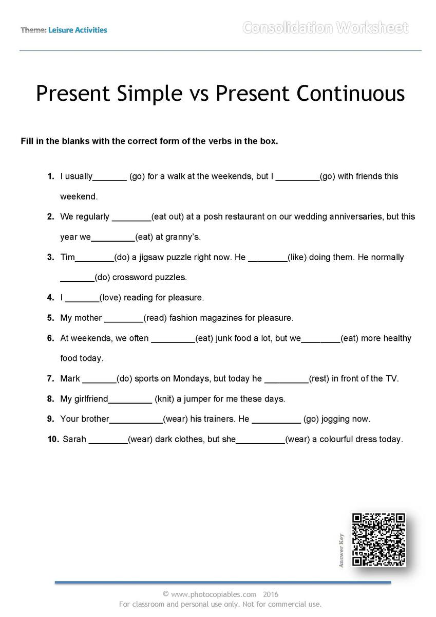 Present Simple Vs Present Continuous Consolidation Worksheet Photocopiables Present Simple Vs Present Continuous Consolidation Worksheet Photocopiables