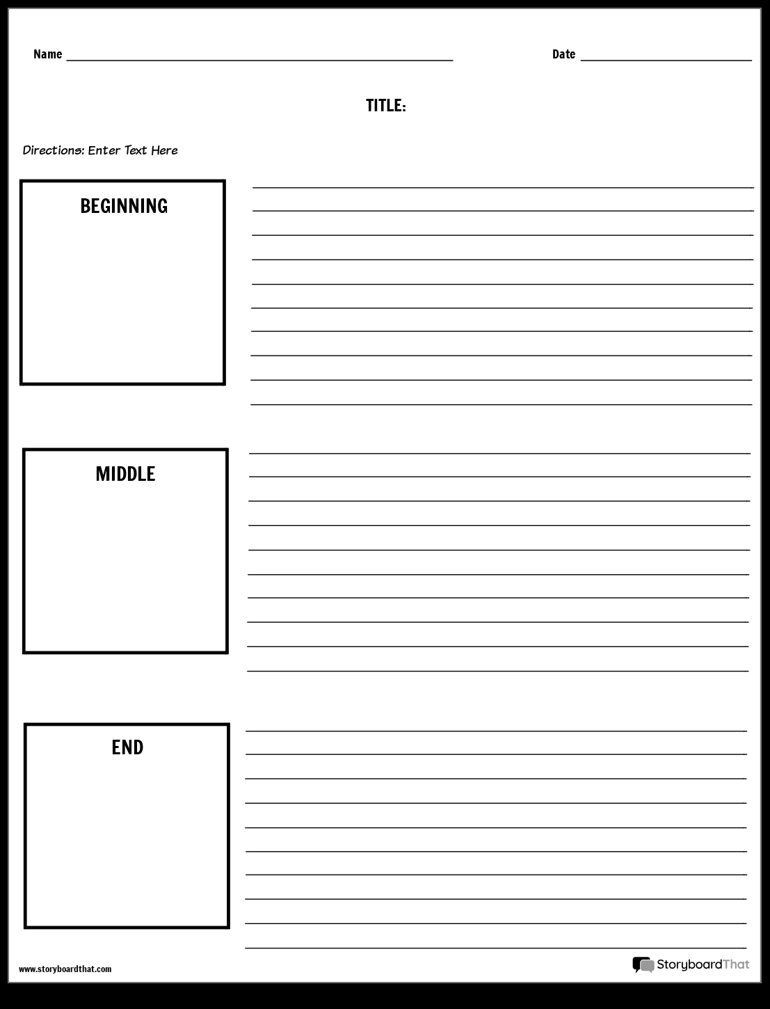 Print Ready Beginning Middle End Worksheet