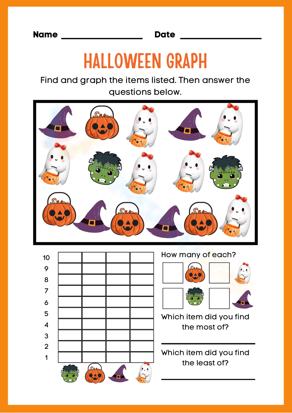 Printable 3rd Grade Halloween Graphing Worksheets Worksheets