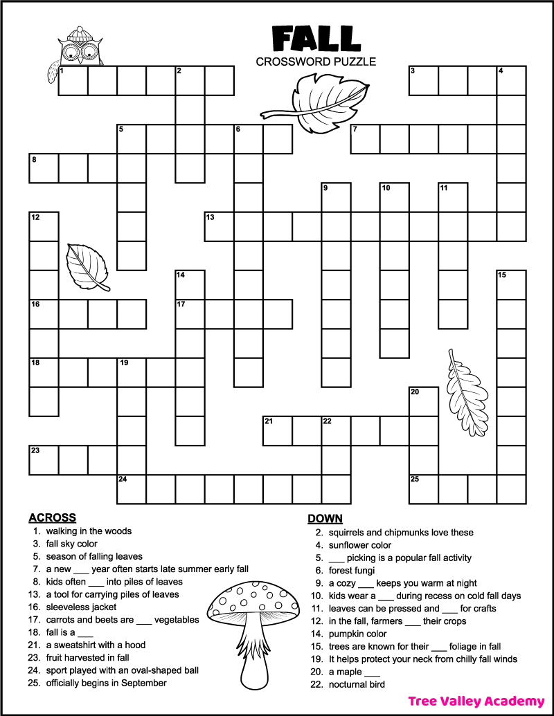 Printable 4th Grade Fall Crossword Puzzle Tree Valley Academy Free Fourth Grade Vocabulary Worksheet Download Free Fourth Grade Vocabulary Worksheet Png Images Free Worksheets On Clipart Library