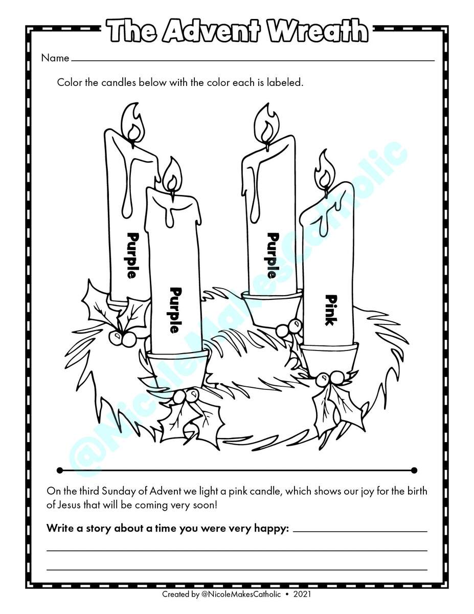 Printable Advent Wreath Worksheet Digital Download Etsy