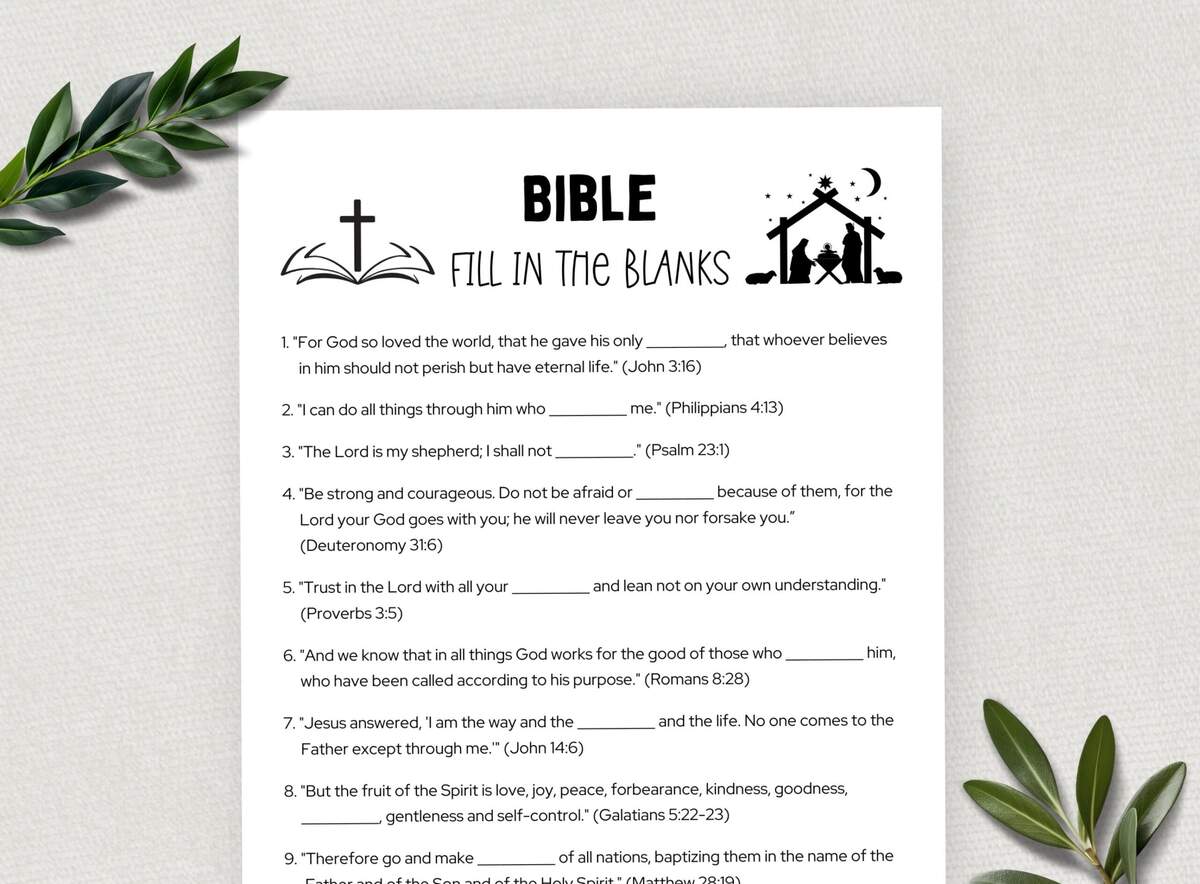 Printable Bible Fill In The Blanks Bible Games Fun Christian Youth Group Game Sunday School Church Study Activity Digital Download Etsy