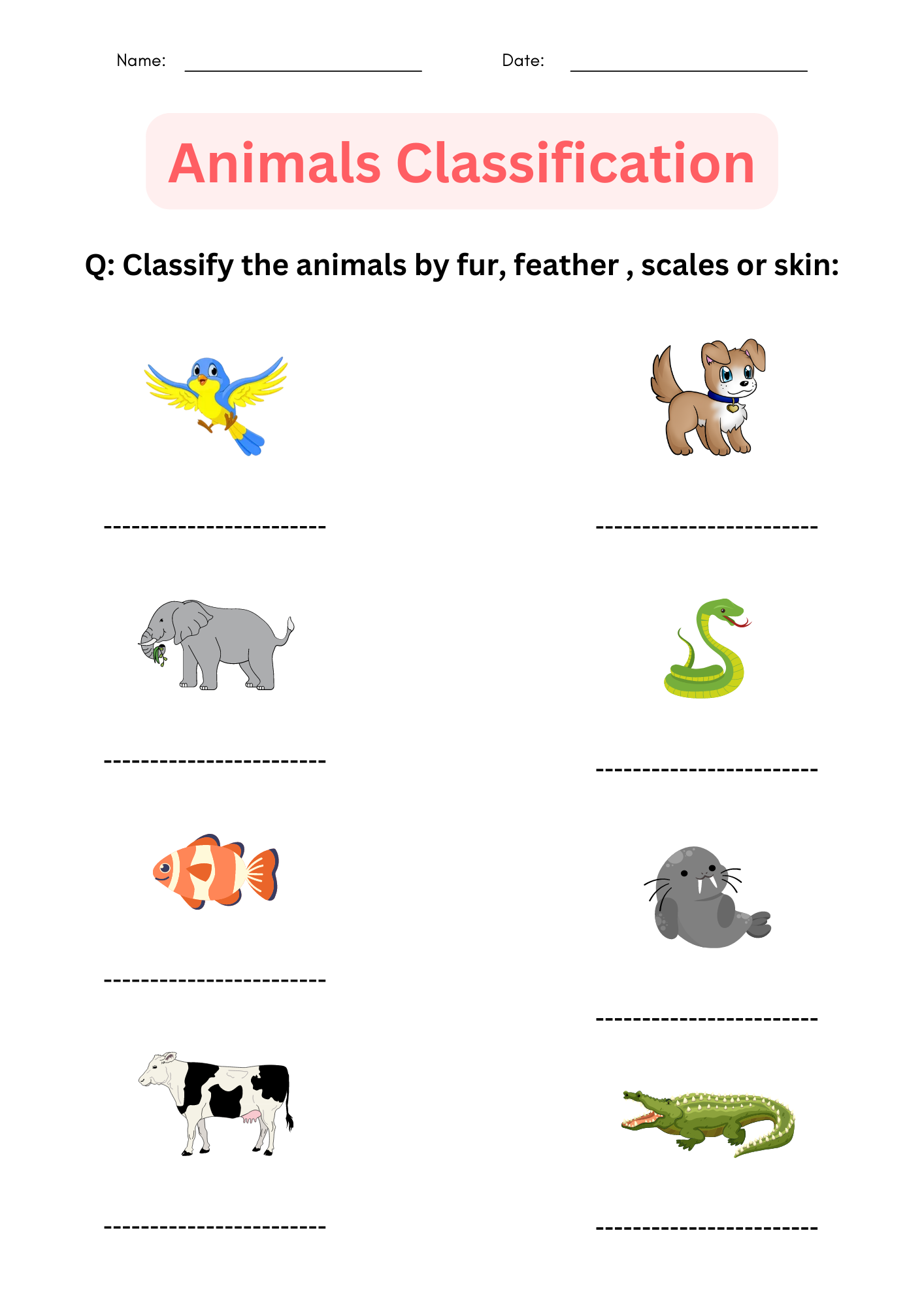 Printable Classification Of Animals Worksheet For Grade 1 2 3 Made By Teachers
