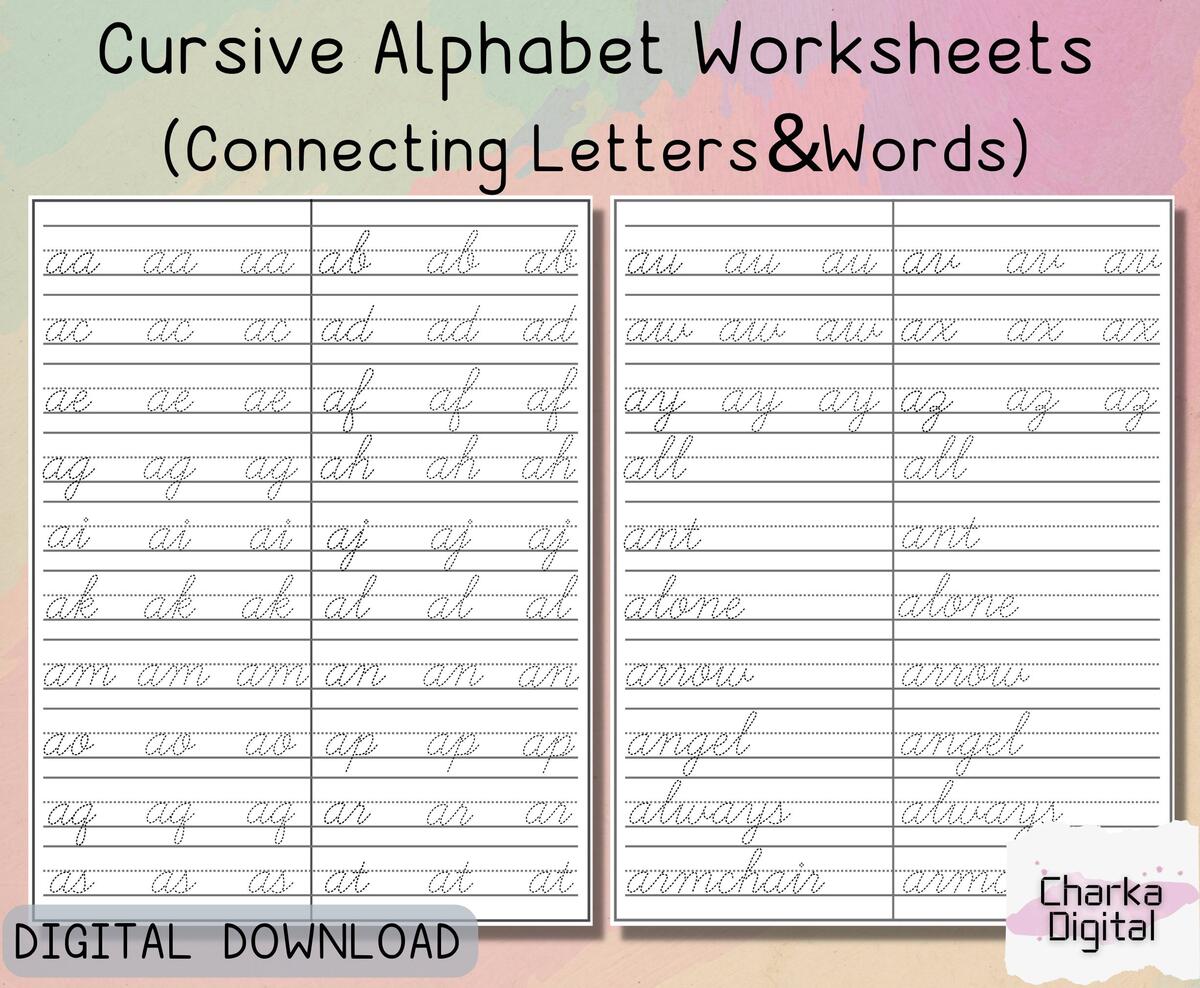 Printable Cursive Alphabet Worksheets Teach Beside Me