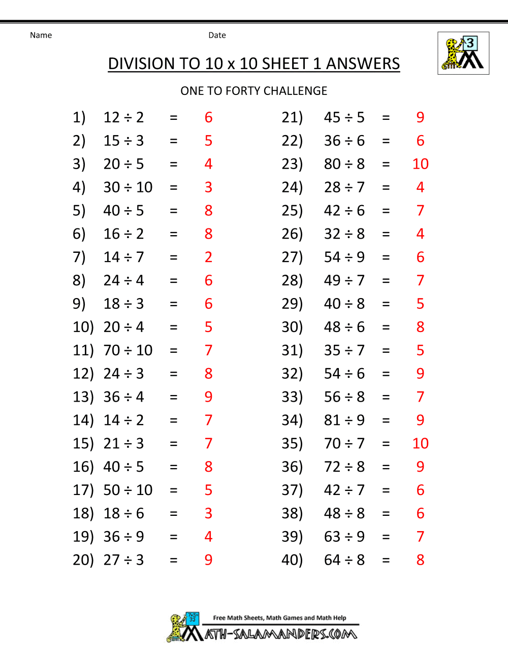 Printable Division Worksheets 3rd 4th Grade
